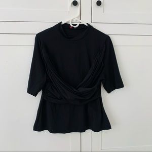 LoveDrobe Black Cotton Shirt Front Criss CrossWrap Size 18